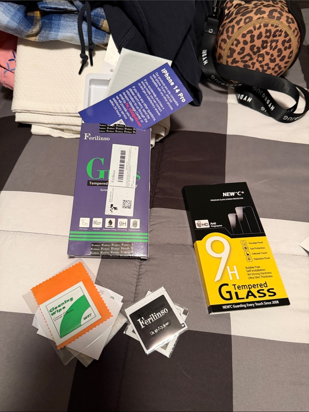 4 Tempered Glass Screen Protector for iPhone 14 Pro - and 5 lens protectors